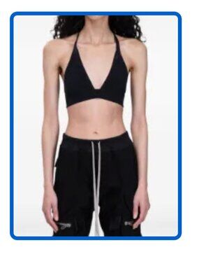 Halter Neck RICK OWENS Black Deep V Bralette IT Sz 38
